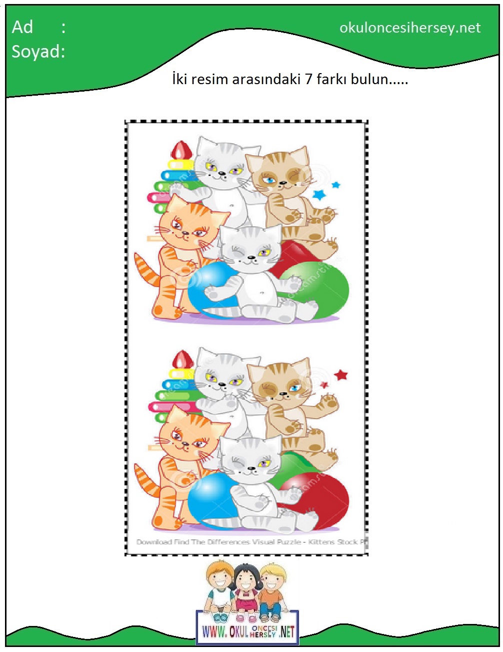 okul öncesi İki Resim Arasındaki Farkı Bul